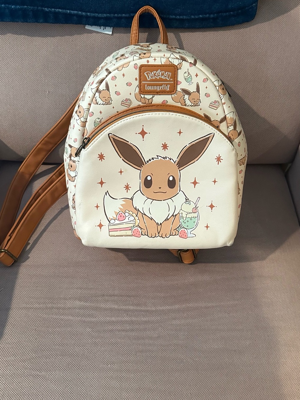 Loungefly Cream and Brown Pokémon Eevee Dessert Mini Backpack